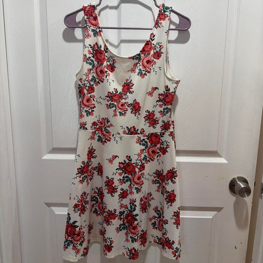H& M Divided Women's Sleeveless Floral on Cream Mini Dress size 12